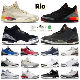 3s Rio Scarpe da pallacanestro da uomo Palomino Medellin Sunset Fear Off Noir Bianco Cemento reinventato Iris scuro Nero Oro Grigio freddo Rosso fuoco UNC Uomo Donna Scarpe da ginnastica