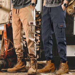 Men's Pants Elastic Waistband Sweatpants Versatile Streetwear Waist Cargo With Multi Pockets For Spring Autumn Men