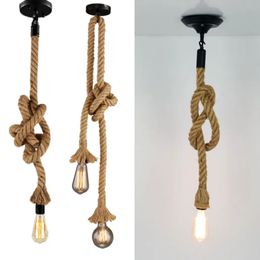 Novelty Items Edison E27 Vintage Chandelier Lamp American Retro Hemp Rope Pendant Light Industrial Hanging Lamps Creative Loft Home Decor 231011