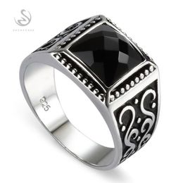 Eulonvan Engagement Wedding 925 Sterling Silver Male Finger Rings For Men Black Cubic Zirconia Drop S-3809 Size 6 - 13 Cluster226u