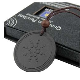 Pendant Necklaces KFT Natural Black Lave Stone Mineral Round Energy Adjustable Rope Necklace Jewellery For Women Men Gifts No Box