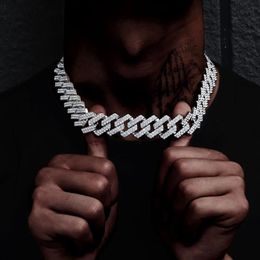 Pendant Necklaces High Quality Iced Out Men Jewelry 5A CZ Hip Hop Bling Micro Pave 19mm Cuban Link Chain Big Heavy Chunky Necklace277b