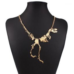 Whole New Punk Style Gothic Tyrannosaurus Skeleton Dinosaur Necklace Bone Funky Chain Pendant Silver Color1318b