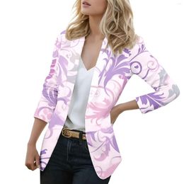 Women's Jackets 2023 Women Long Sleeve Casual Printed Fitted Pocket Fashion Jacket Suit Trench Coats