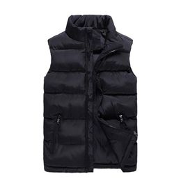 6XL Plus Size Sleeveless Jacket Waistcoat Men 2018 New Solid Women Puffer Vest Cotton-Padded Winter Coat Casual Male Vest Zipper263n