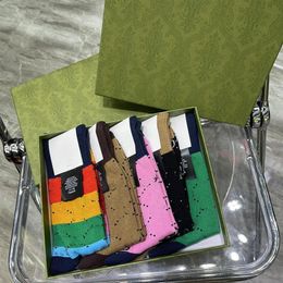 Rainbow Designer Women Socks Hosiery Fashion Letter Embroidery Unisex Stockings Party & Banquet Soft Cotton Couple Sock246J