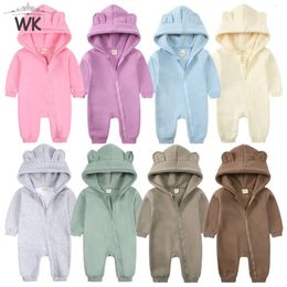 Rompers Baby Boy Girl Bear Hoodies Jumpsuit Clothes Infant Onesies Bodysuit Toddler Long Sleeve Romper Solid Dinosaur Playsuits Costume 231010