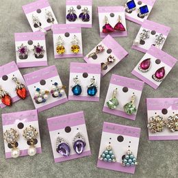 Random mix style 50Pairs lot Gold Gem Fashion Earrings whole earrings New fashion jewelry top quality HJ198251b