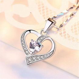 Pendant Necklaces Trendy Swirl Heart Chain Silver Color Necklace Women Girls Birthday Engagement Jewellery