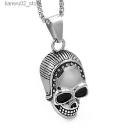 Other Fashion Accessories Banquet Halloween Shaven Head Skull Necklace Pendant Skeleton Gothic Chain Men Stainless Steel Jewellery Ferfi Nyaklanc P947 Q231011