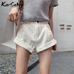 Women's Shorts Summer Jeans Feminino White High Waist Short Women Cotton Khaki Waisted Denim For