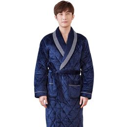 J&Q new bathrobe for men badjas Terry robe kimono men bata hombre peignoir de bain bornoz winter plus thick warm size male robes270s