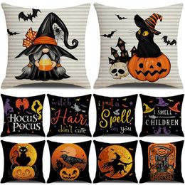 Pillow 45x45cm Halloween Cover Pumpkin Bat Wizard Ghost Decor For Home Decorative Sofa Car Chair Case