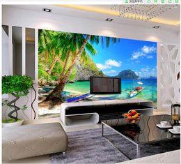 Wallpapers 3d Bathroom Wallpaper Beach Coconut Trees Aegean Sea TV Wall Decor Home Decoration Po Mural