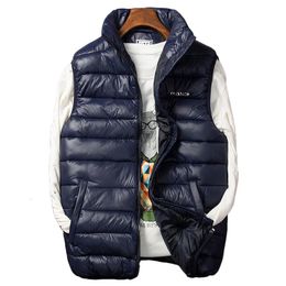 Men's Vests Winter Men Cotton Padded Vest Golf Autumn Casual Warm Lightweight Sleeveless Jacket Male Big Size Black Coat Work Wear Waistcoat 231011