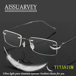 Men Glasses Frames Titanium Rimless Thin Fashion Brand Eyeglasses Prescription Top Quality Eyewear Flexible Goggles335Y