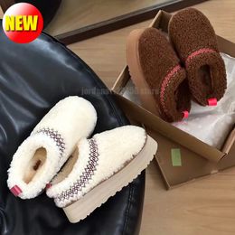 Lamb wool australia platform tazz sheepskin fur integrated snow boots ethnic style slippers women winter warm soft glutinous slip-on shoes