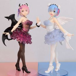 Mascot Costumes 23cm Re:zero -starting Life in Another World Anime Figure Angels Rem Demons Ram Action Figure Ram/rem Figurine Model Doll Toys