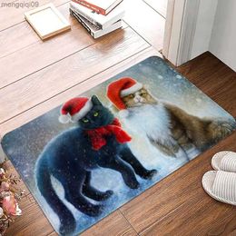 Christmas Decorations Christmas Cat Carpet for Living Room Santa Home Entrance Bedroom Kitchen Floor Mats Anti-slip Area Rug Tapis