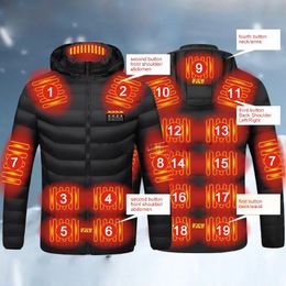 Men's Jackets Winter 19 Areas Heated Thermal Coat Warm Heating Outdoor Windbreaker Camping Hunting Jacket Fishing Wear 231011