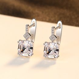 Hot Morganite Stud Earrings S925 Sterling Silver AAA Zircon High end Earrings European and American Popular Fashion Women Earrings Jewelry Valentine's Day Gift spc