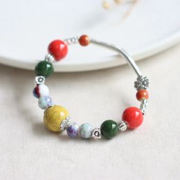 Chic Chinese Folk Ceramic chakra bracelet stones for Students - 12 LL with National Style Jewelry and Literary Lovers