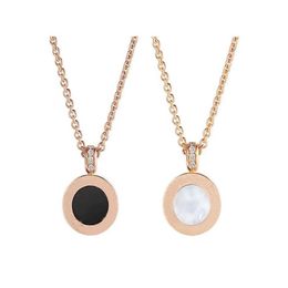 Luxury fashion necklace double-sided rotating disc mother-of-pearl necklaces diamond-set sliding pendant with exquisite gift box p283K