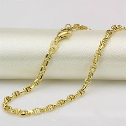 luxury- Fine Au750 Real 18K Yellow Gold Chain Women Men Stud Link Necklace 24inch263N