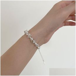 Charm Bracelets 925 Sterling Sier Natural Shell Charm Bracelets For Women Fine Beads Bracelet Wedding Party Jewelry Bracelets Dhe1H