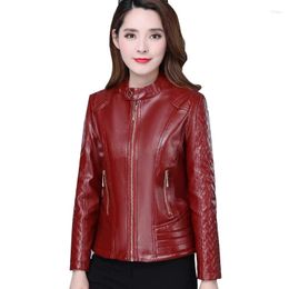 Women's Leather Motorcycle Jacket Women Spring 2023 Coat Short Slim Autumn Coats Female Clothing Black Fashion OEAID