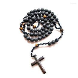 Pendant Necklaces QIGO Cross Strand Necklace Beaded Chain For Men Fashion Long Sweater Jewellery