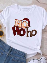 Women's T Shirts Christmas Year Holiday Graphic Shirt Print T-shirt Top Plaid Letter Leopard Women Fashion Clothing Female Short Sleeve Tee