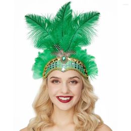 Party Supplies Wholesale Carnival Feather Headpiece Showgirl Headband Mardi For Venice Hawaii Halloween