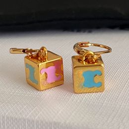 18K Gold Luxury Ce Brand Cube Designer Earrings Necklace Love Pink Retro Vintage Charm Ear Rings Earring Earings Choker Pendant Necklaces Jewellery