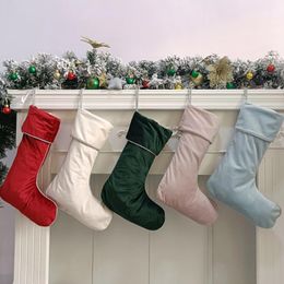 Christmas Decorations Factory Direct Sale Velvet Blank Stocking Decoration For Home With Sliver Rope 2023