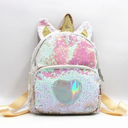 Sequins Unicorn Shoulders Backpack Cartoon Golden Silver Girls Backpack Lovely Glitter Girls Shoulder Bags Schoolbag 2 Colors