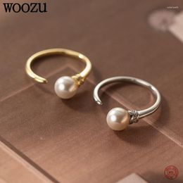 Cluster Rings WOOZU 925 Sterling Silver Fashion Simple Synthetic Pearl Open Ring For Women Wedding Elegant Unique 18k Gold Jewellery