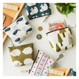 Storage Bags Mini Canvas Coin Bag Portable Zipper Purse Pouch Pocket Outdoor Money Bags Cute Washable Fabric Wallet 198 Home Garden Ho Dhbph