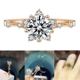Cluster Rings Good-looking Girls Fashion Micro Inlaid Zircon Snowflake Open Ring Luxurious Jewelry Simple Exquisite 2023