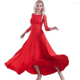 Stage Wear Style Modern Dance Dress Long-Sleeved Ballroom Big Swing Skirt National Standard Waltz Performance Costume