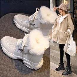 Boots 2022 New Women Ankle Boot Warm Plush Winter Shoes for Woman Increasing Chunky Sneakers Lace Up Antiskid Snow Boots Female Shoes Q231012