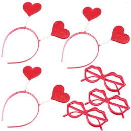 Bandanas 3 Sets Wedding Love Glasses Headband Heart Eyeglasses Plastic Valentine's Day Party