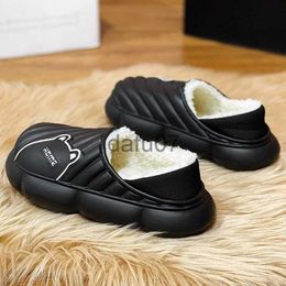 Slippers Winter Slippers For Mens Cotton Shoes Indoor Outdoor With Velvet Trendy All-match Waterproof Warm Plush Platform New Fashion x1011