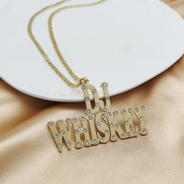 Pendant Necklaces Crystal Big Pendant Letters Necklace for Women Men Custom Jewellery Custom Name Necklaces Numbers Personalised with Zirconia 231010