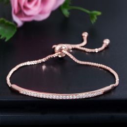 Charm Rose Gold designer bracelet Adjustable Womens Single Row bracelet 3AAA Cubic Zirconia Fashion Copper Bracelets Jewellery For W300l