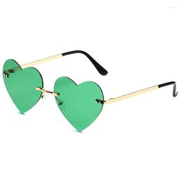 Sunglasses Solid Heart Design Rimless Women Men Sun Glasses Female Shades Male Eyewear Eyeglasses