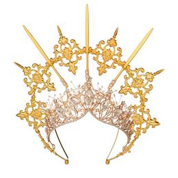 Lolita Halo Crown Costume Accessories Gold Halo Goddess Headpiece Vintage KC Headband Angel Virgin Mary Baroque Tiara Headwear239j