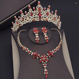 Necklace Earrings Set Gorgeous Crystal Wedding Crown Sets For Women Bridal Tiaras Prom Bride