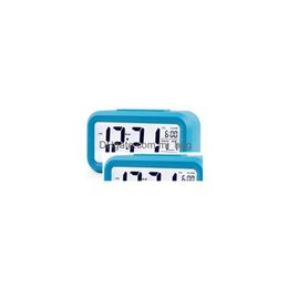Party Favour Plastic Mute Alarm Clock Lcd Smart Temperature Cute Posensitive Bedside Digital Alarms Clocks Sn Nightlight Calendar 240Q Dh1Ks