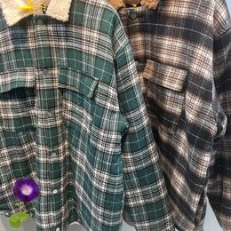 Men's Jackets Green Checked Lamb Wool Men Women American High Street Casual Fashion Winter Warm Tops REP Coats